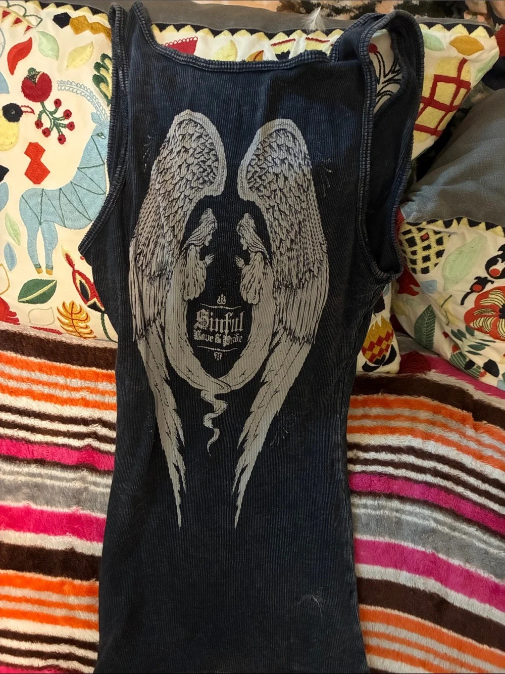 Sinful Black Graphic Gothic Logo Tank